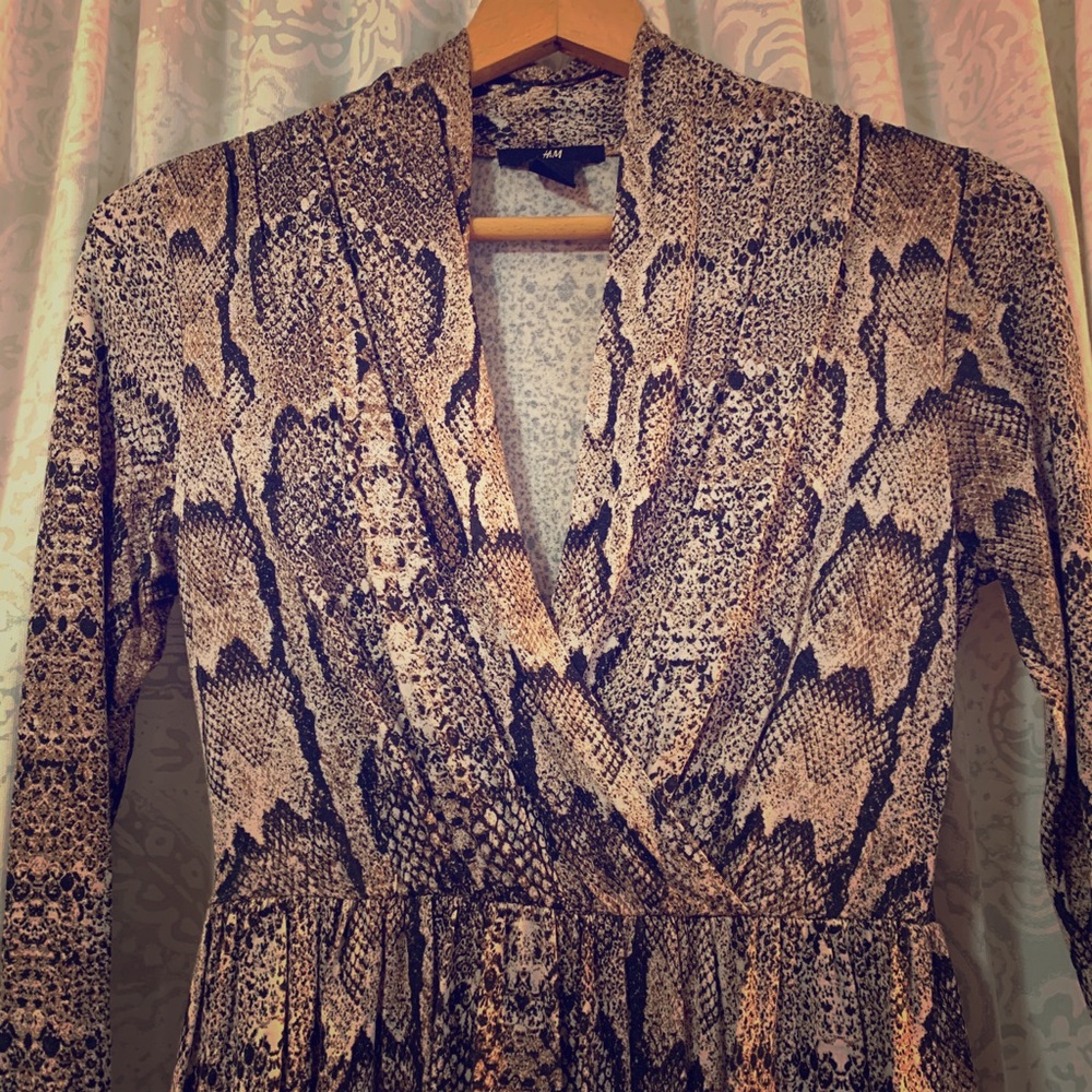 Snake print long sleeve dress